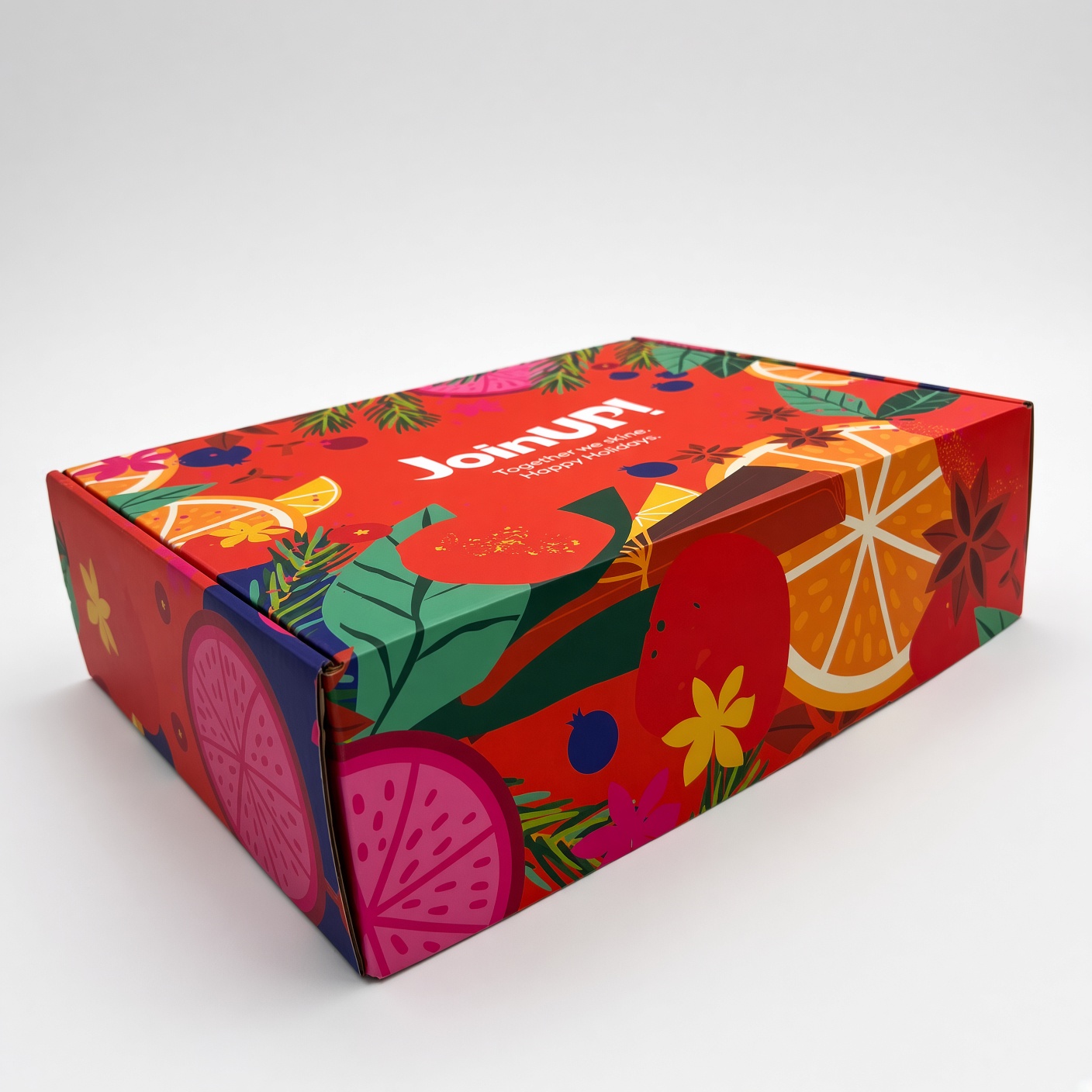 Corrugated cardboard gift box with vivid print