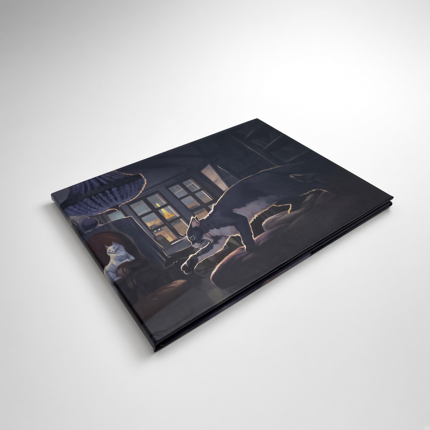 Rigid RPG game board with a dark night-time city illustration